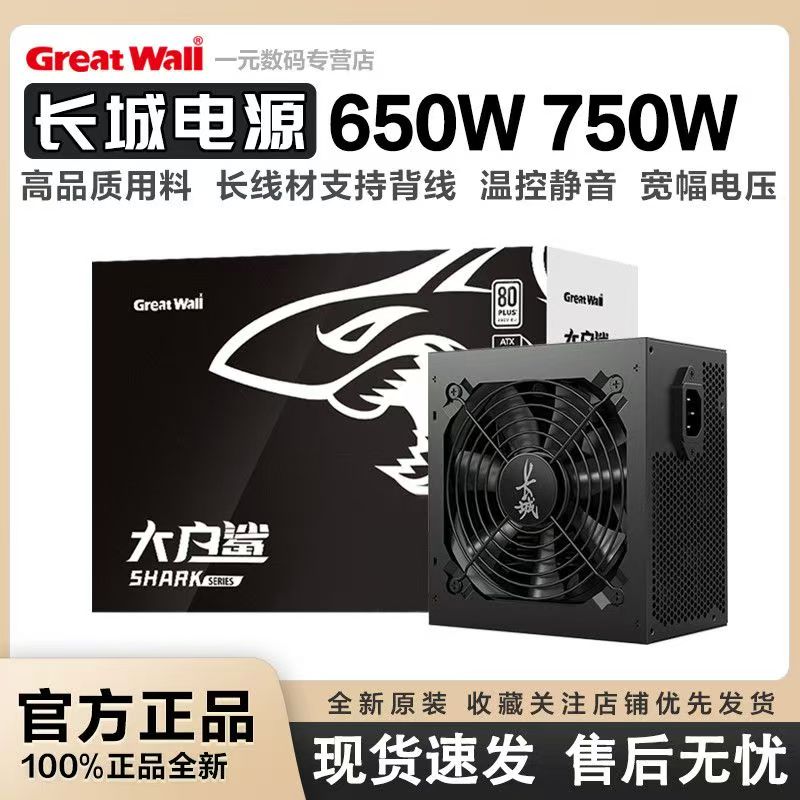 长城电源550W/650W台式机电脑电源6000DS宽幅办公电源静音直出线